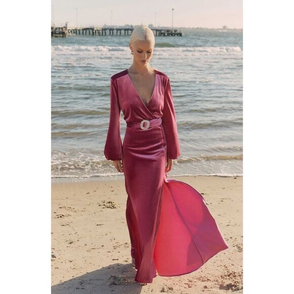 Elliatt Solene Maxi Dress Velvet cocktail Wedding Guest Dress size S NWT$368 - Picture 3 of 8